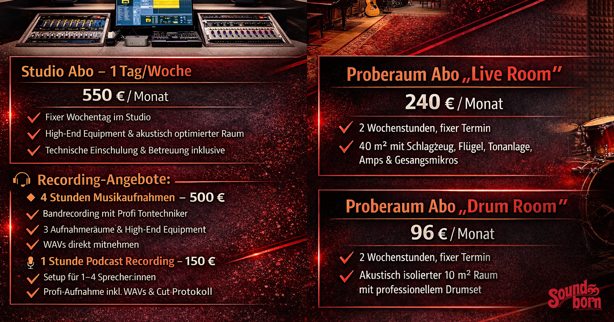 NEU: Proberaum- & Recording-Abos